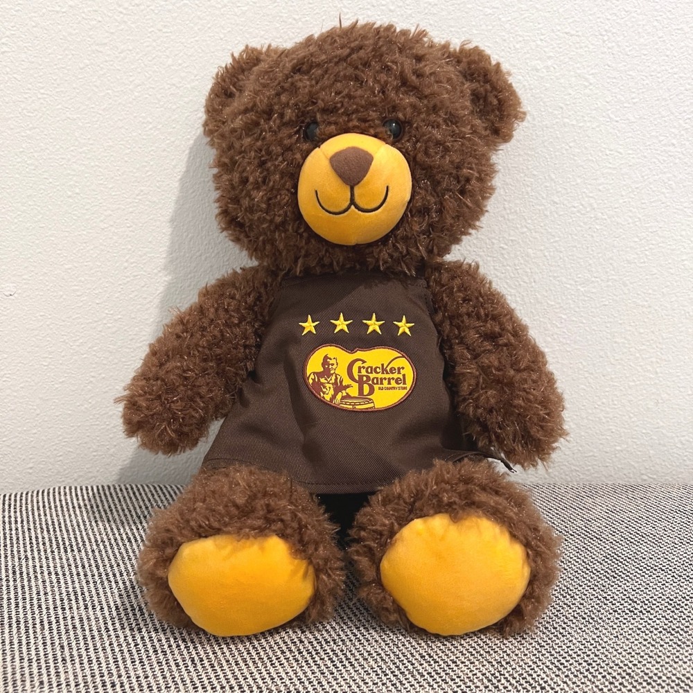 Cracker Barrel Herschel Brown Teddy Bear With Apron Plush Stuffed Animal 15" EUC
